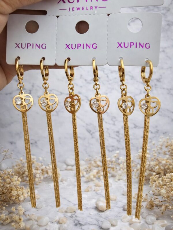 arete largo corazon xuping jewerly rose