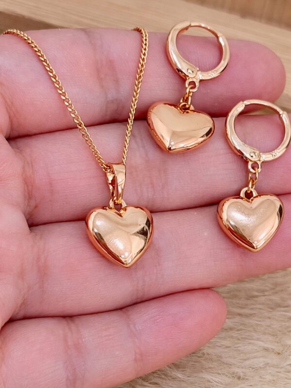juego collar corazon+ aretes xuping jewerly rose