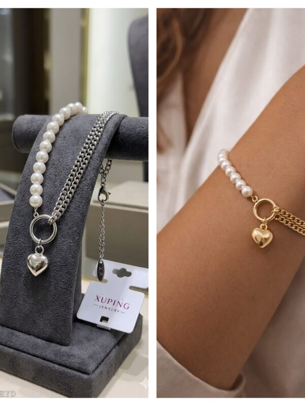 pulsera perlas corazón xuping jewerly rose