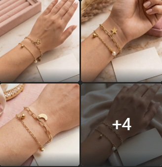 Pulsera doble caida Stanley stell ( Dorado, consta de 3 dijes y 3 bolitas)