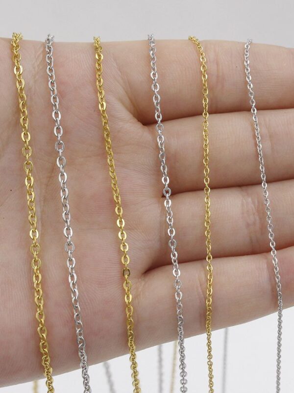 cadena comercial  acero dorado y plateado