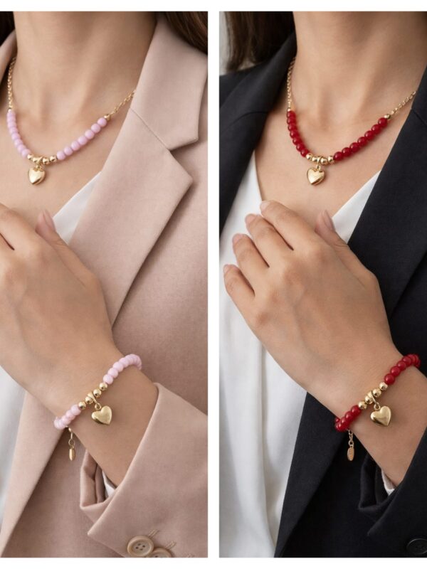 pulsera, collar perlas gel xuping jewerly rose