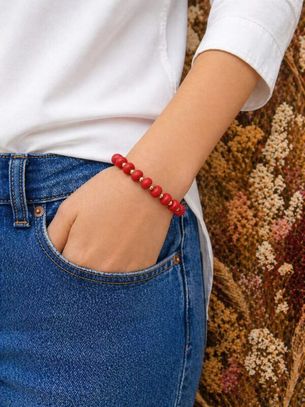 Pulsera de piedras Donas con billa acero dorado, elastica