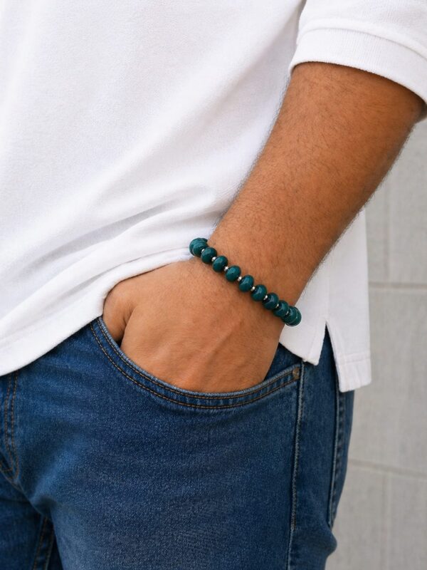 Pulsera de piedras Donas con billa acero Plateado, elastica