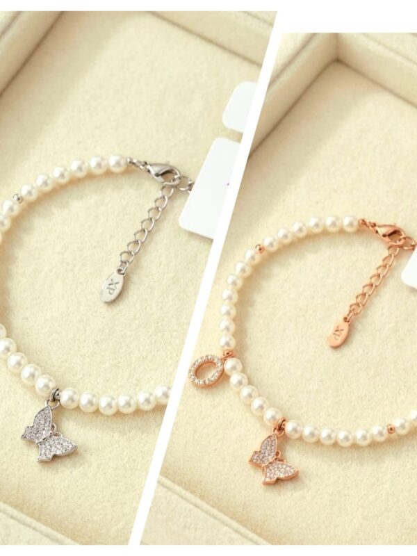pulsera perlas mariposa xuping jewerly plateado