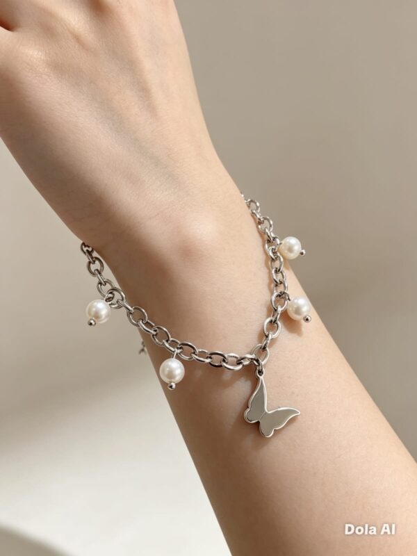 pulsera perlas mariposa xuping jewelry plateado
