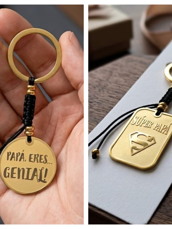 llaveros acero dorado