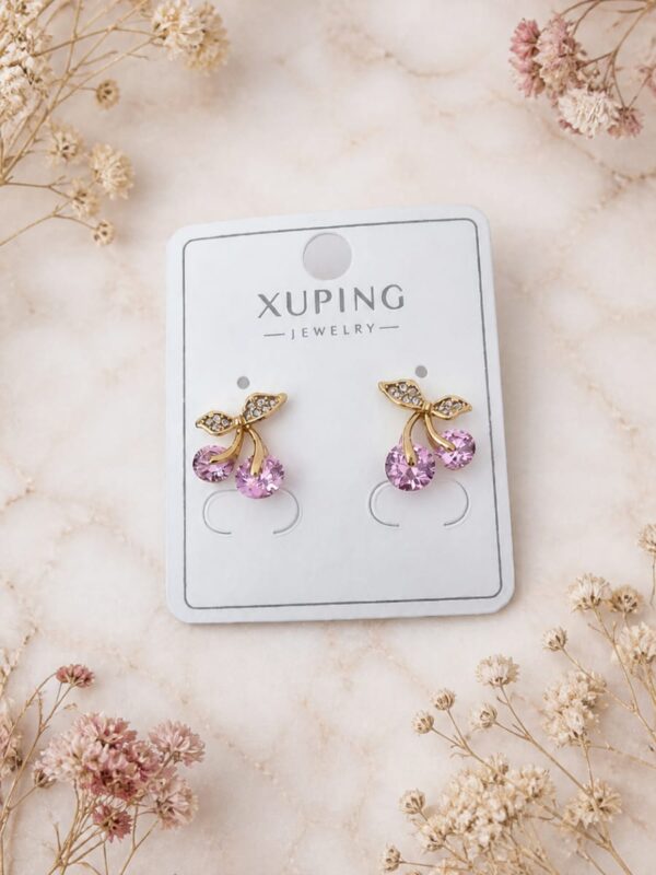 arete cereza rosado xuping jewerly rose