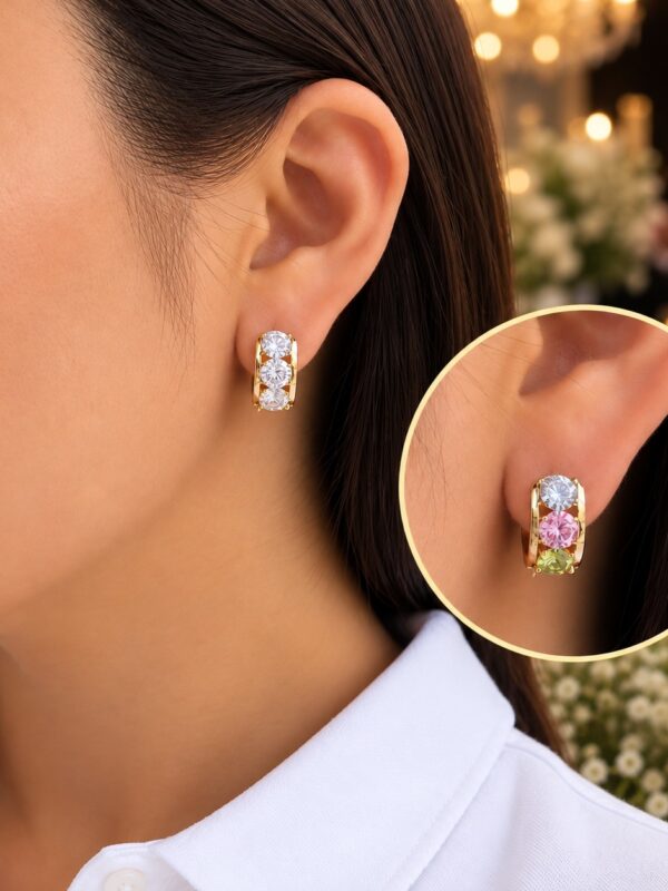 arete chunky puntos de luz blanco, colores xuping jewerly rose
