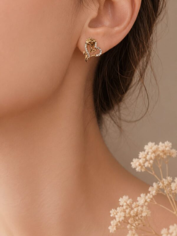 arete corazon rosas xuping jewerly rose