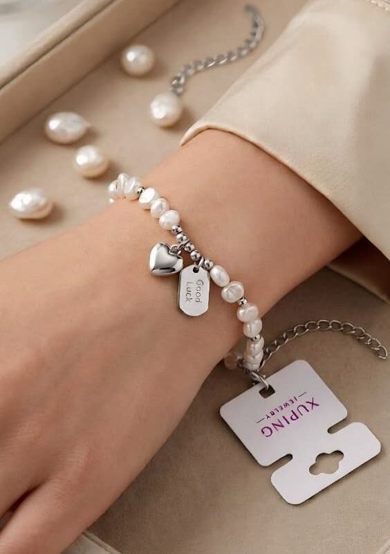 pulsera perla good look rose y plateado xuping jewerly