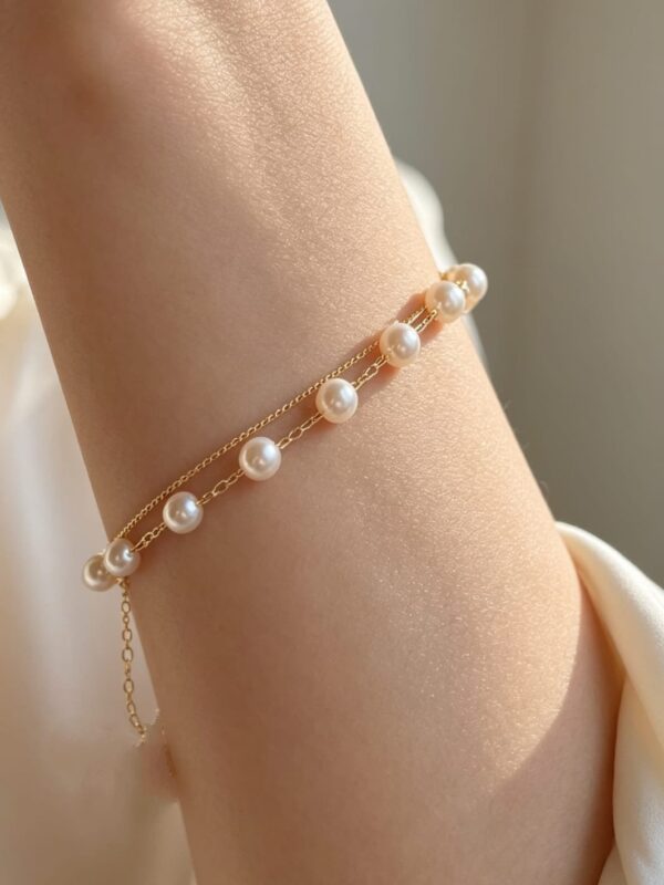 pulsera doble con perlas xuping jewerly rose