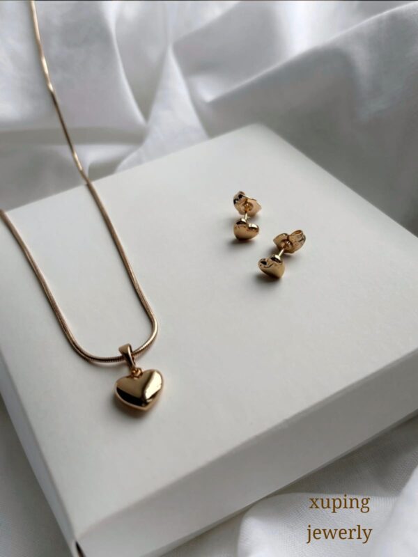 juego collar 50cm corazon+ aretes xuping jewerly rose