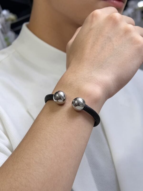 pulsera magnetica antiestres acero con esmaltado negro, 7mm