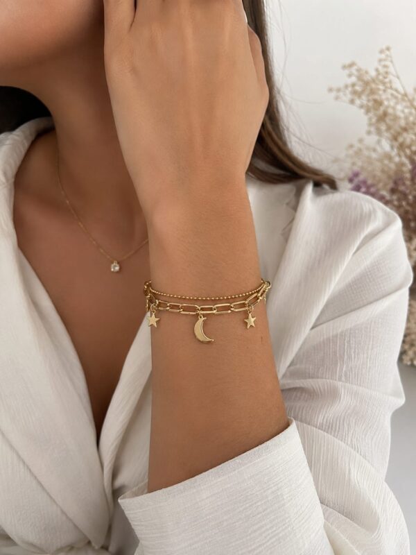 pulsera doble caida luna estrella xuping jewerly rose