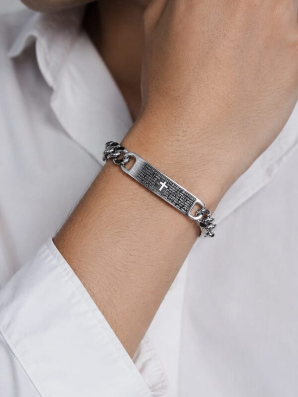 pulsera padre nuestro acero dorado , plateado , esclaba