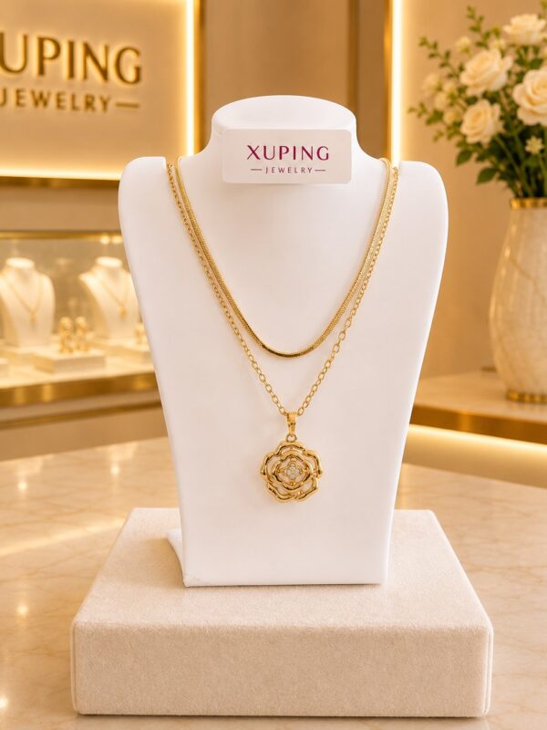 collar  flor doble caida xuping jewerly rose