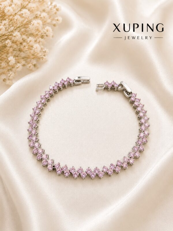 3fdcf19b-9cd0-4c75-b191-833279c9d010 pulsera plateado xuping jewerly , circon rosado
