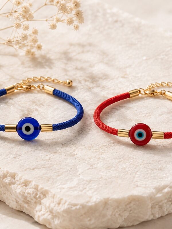 pulsera cordon rojo rodio dorado ojo turco + extension. hilo