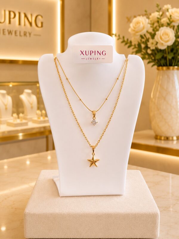 collar  punto de luz estrella  doble caida xuping jewerly rose