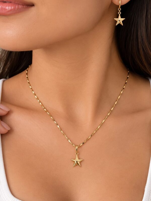 set. cadena+dije+ aretes xuping jewerly rose, juego estrellas