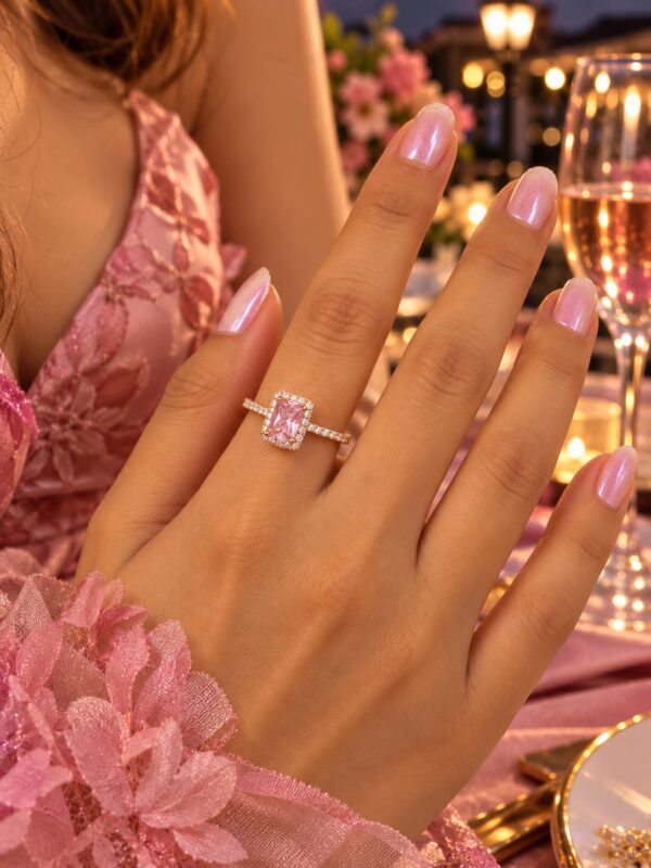anillo talla 8,9 circon xuping jewerly rose cuadrado